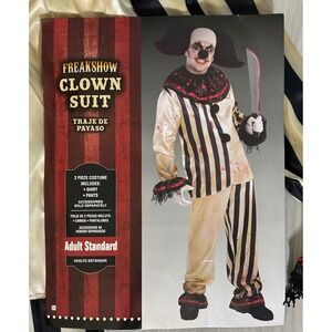 Freakshow Clown Suit Costume Mens Standard Striped Halloween Cosplay Outfit